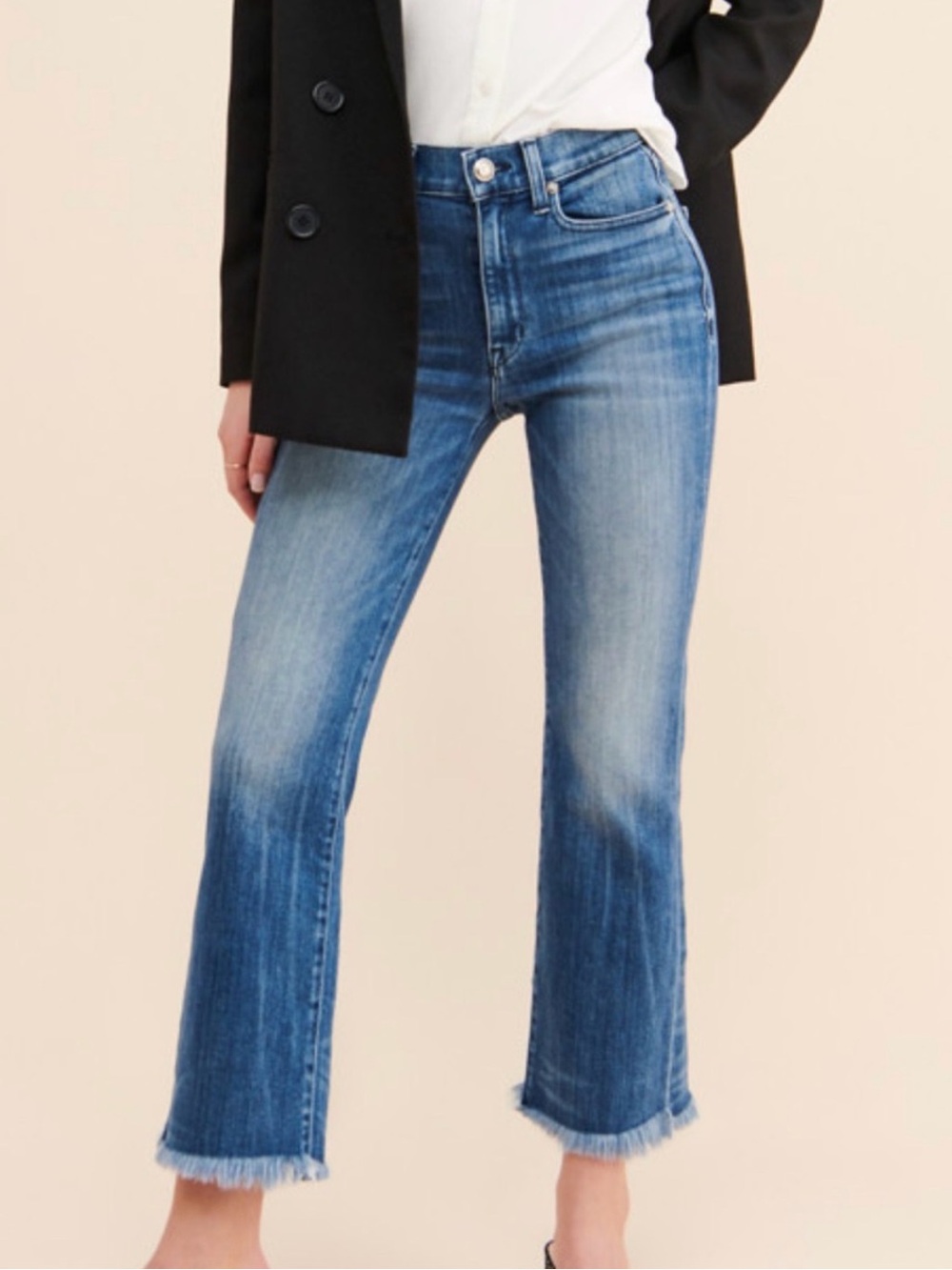 AYR The Bomb Pop Jeans Size 28S Straight Leg Crop Denim Raw Hem Fall